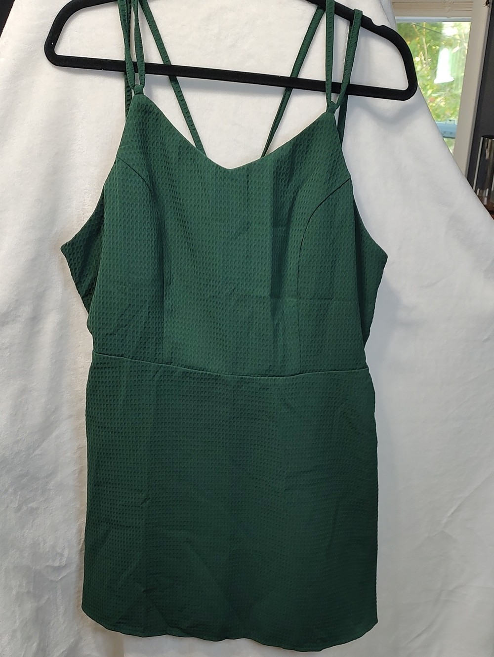 HALARA Dark Green Double-Strap Mini Dress